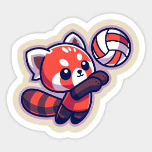 Cute Red Panda Volleyball Player Sticker